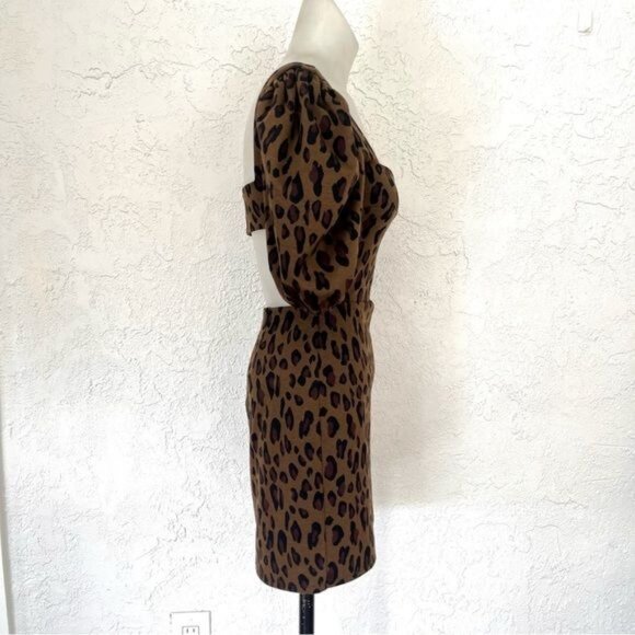 Lovers and Friends Cheetah Leopard Print Puff Sleeve Mini Dress Size XS - Picture 3 of 9